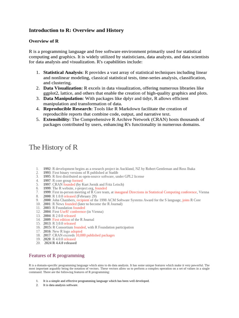Introduction to R Programming Basics | PDF | Variable (Computer Science ...