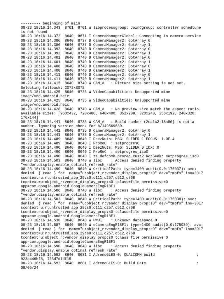 Camera Service Log Analysis | PDF | Computing | Software