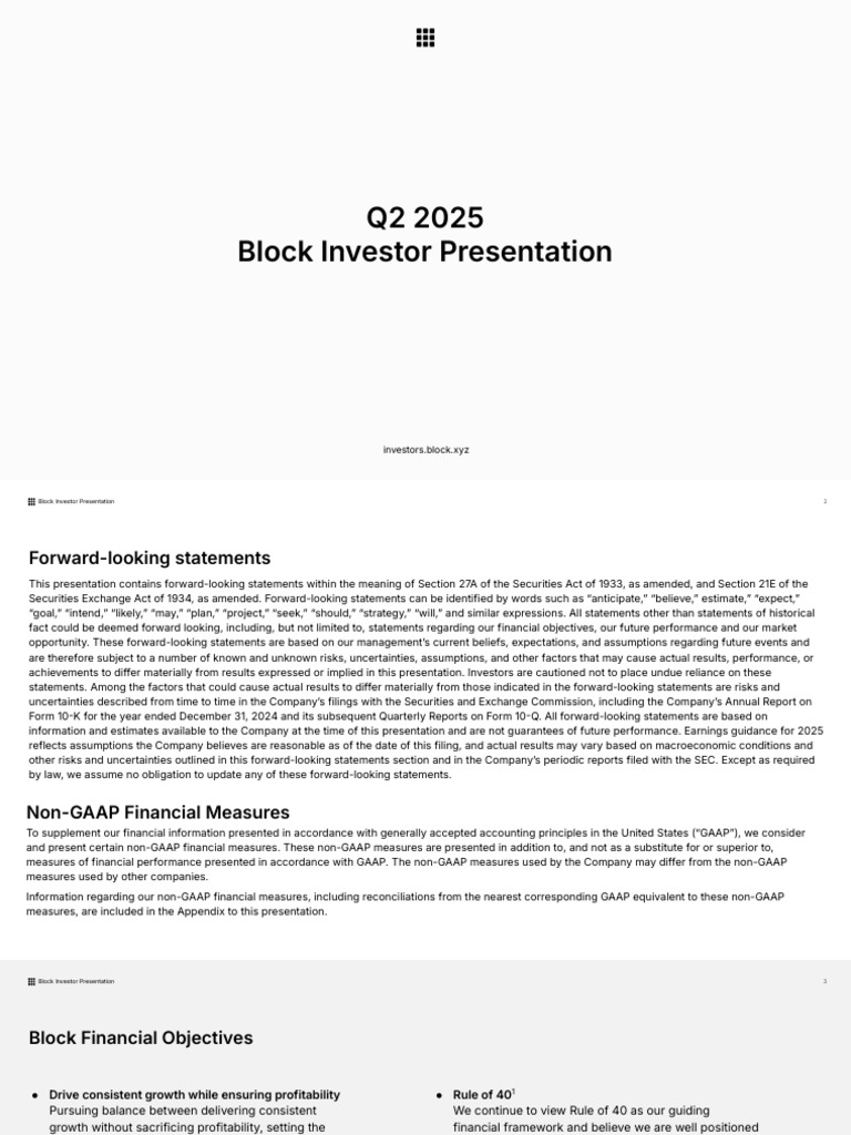 Block Q2 2025 Investor Presentation | PDF | Margin (Finance) | Goodwill ...