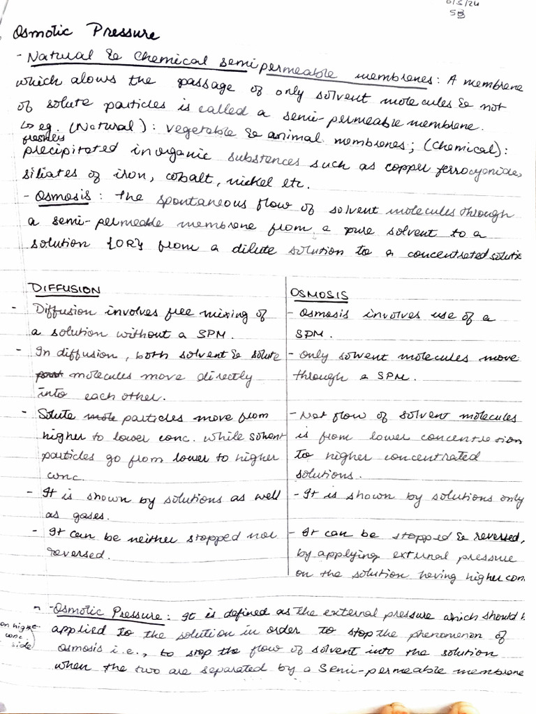 Osmotic Pressure and Diffusion Principles | PDF | Chemistry ...