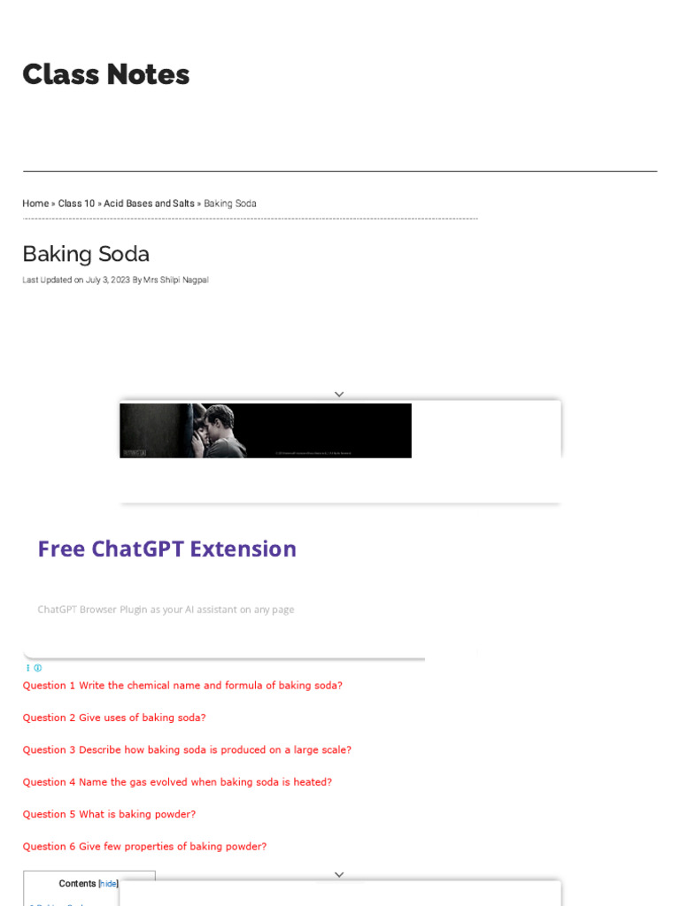 Baking Soda: Class 10 Overview | PDF | Sodium Bicarbonate | Chemical ...