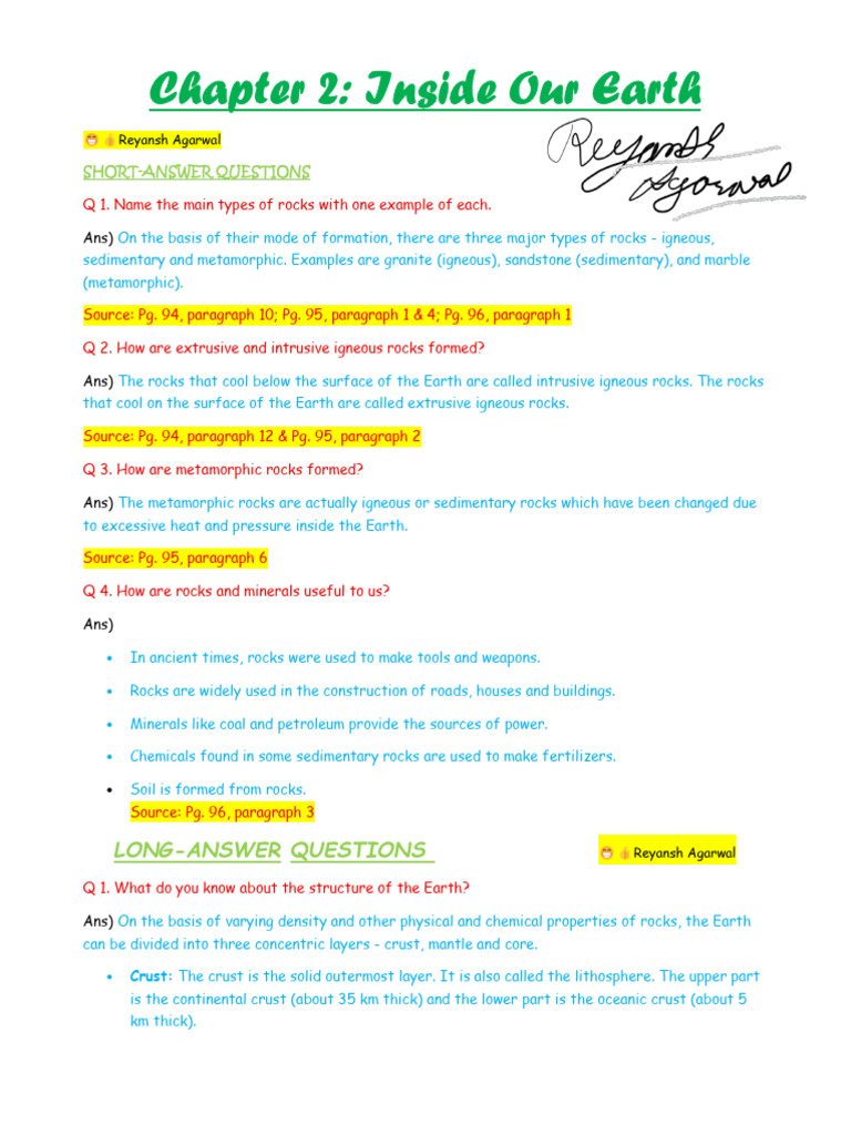 Chapter 2 Inside Our Earth | PDF | Rock (Geology) | Sedimentary Rock