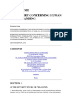 David Hume An Enquiry Concerning Human Understanding.: Extracted From