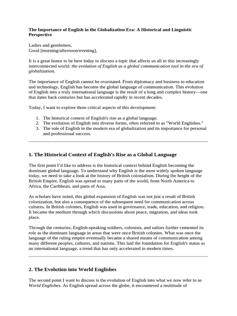 The Global Role of English Today | PDF | English Language | Globalization