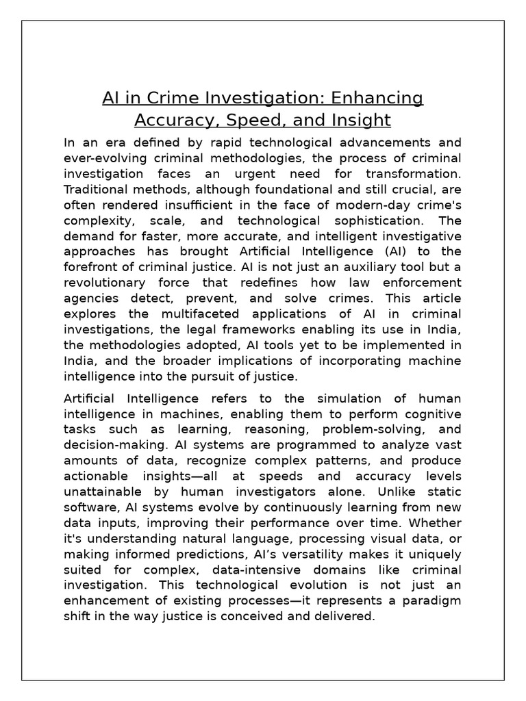 AI Transforming Crime Investigations | PDF | Artificial Intelligence ...