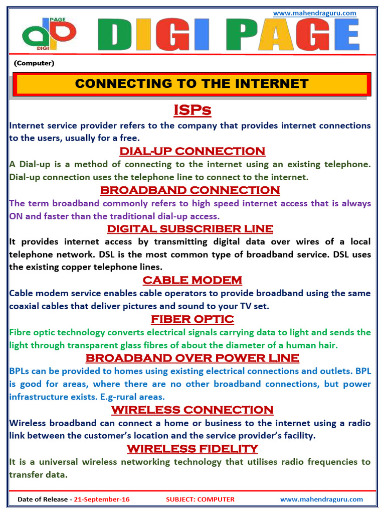 Types of Internet Connections Explained | PDF