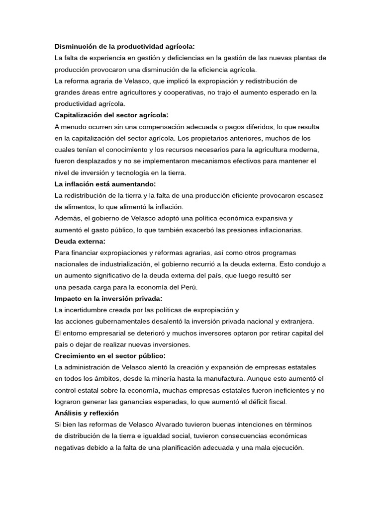 Resumen para Rpta Al Foro | PDF | Agricultura | Inflación