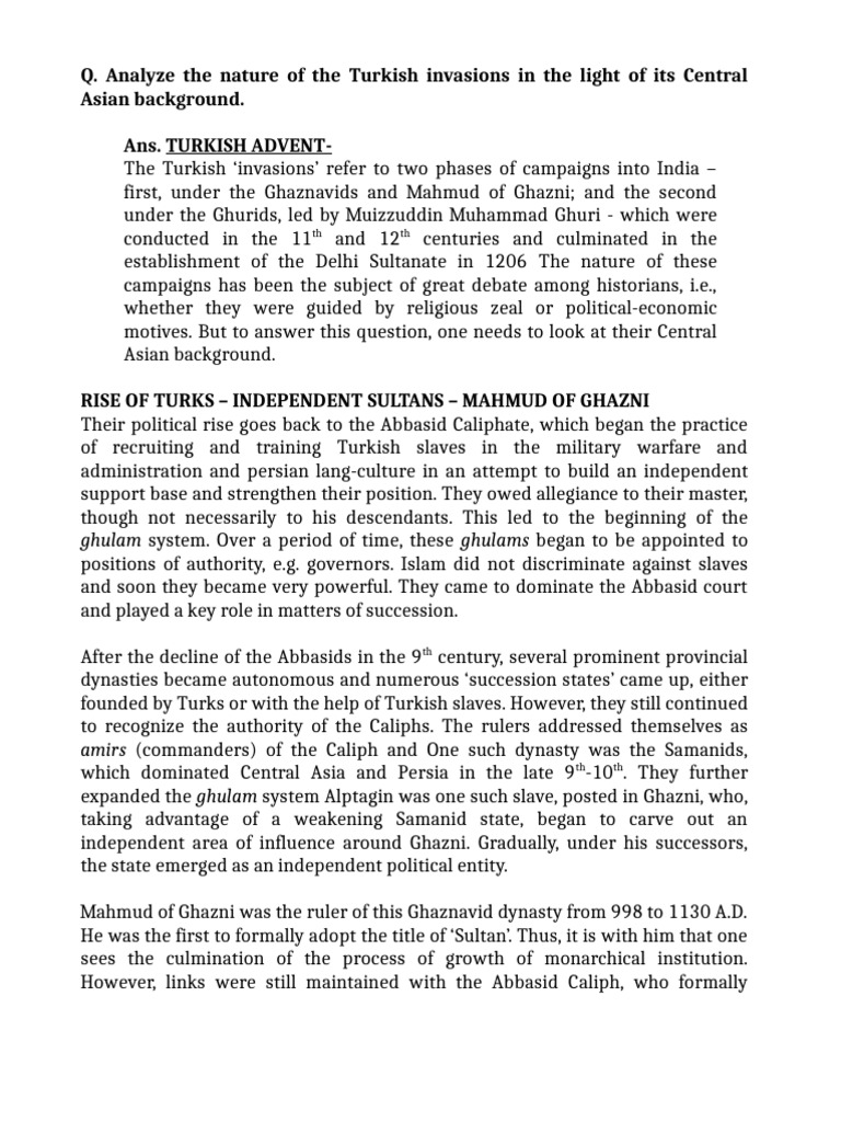 Turkish Invasions: Central Asian Roots | PDF