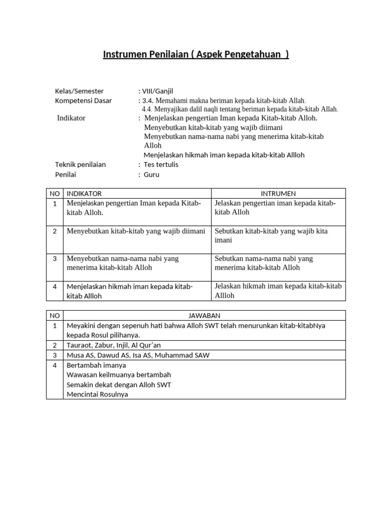 Instrumen Penilaian | PDF