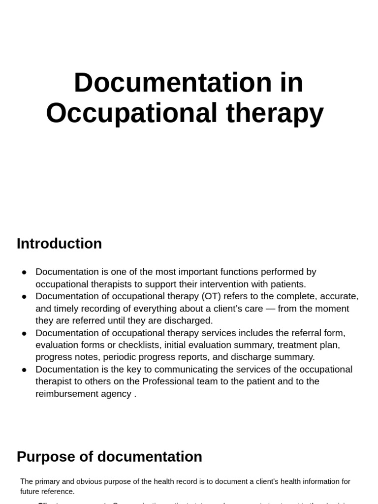 Essential Occupational Therapy Documentation | PDF | Occupational ...