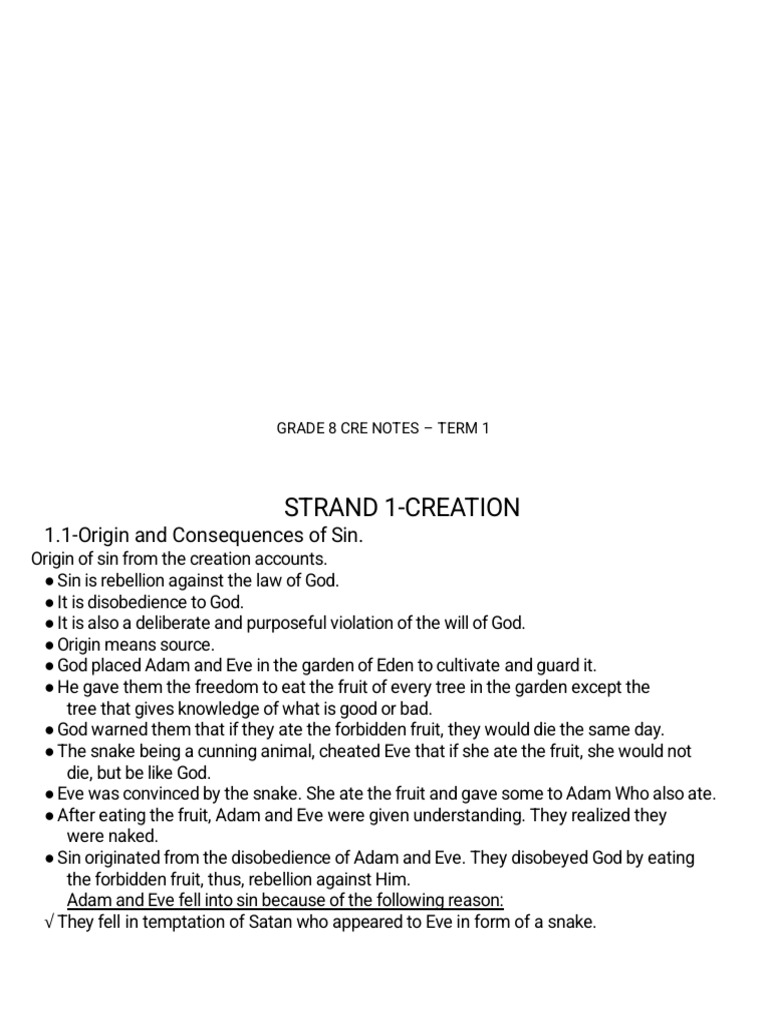 Grade 8 CRE Term 1: Sin and Redemption | PDF | Samuel | Saul