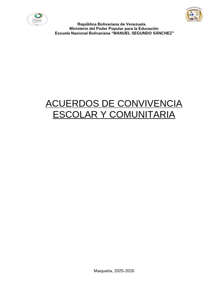 Acuerdos de Convivencia Escolar 2025-2026 | PDF | Escuelas | Maestros
