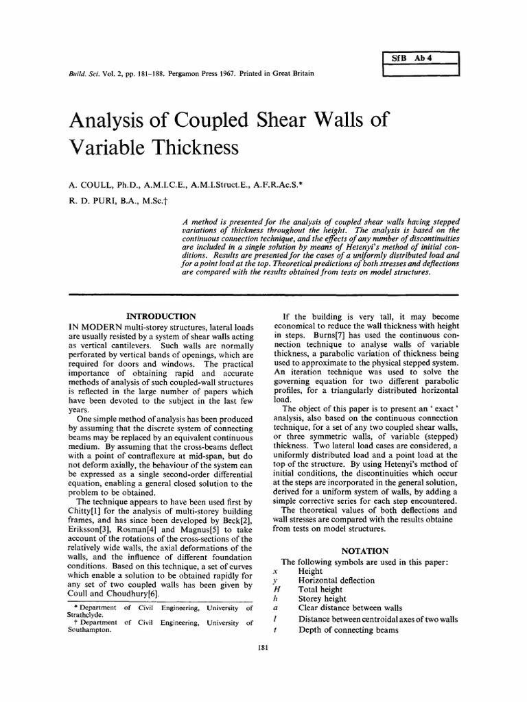 Analysis of Variable Thickness Shear Walls | PDF | Beam (Structure ...