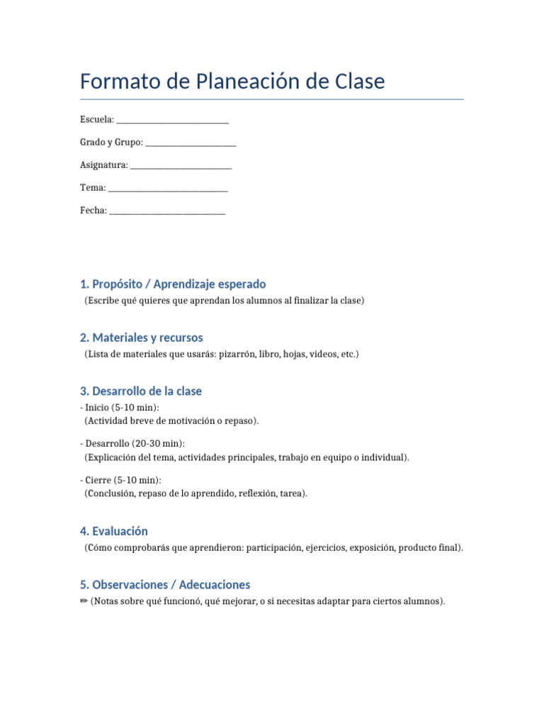 Copia de Formato - Planeacion | PDF