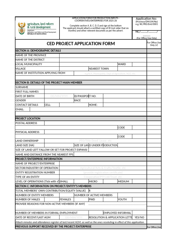 CED Project Application Form | PDF | Economies
