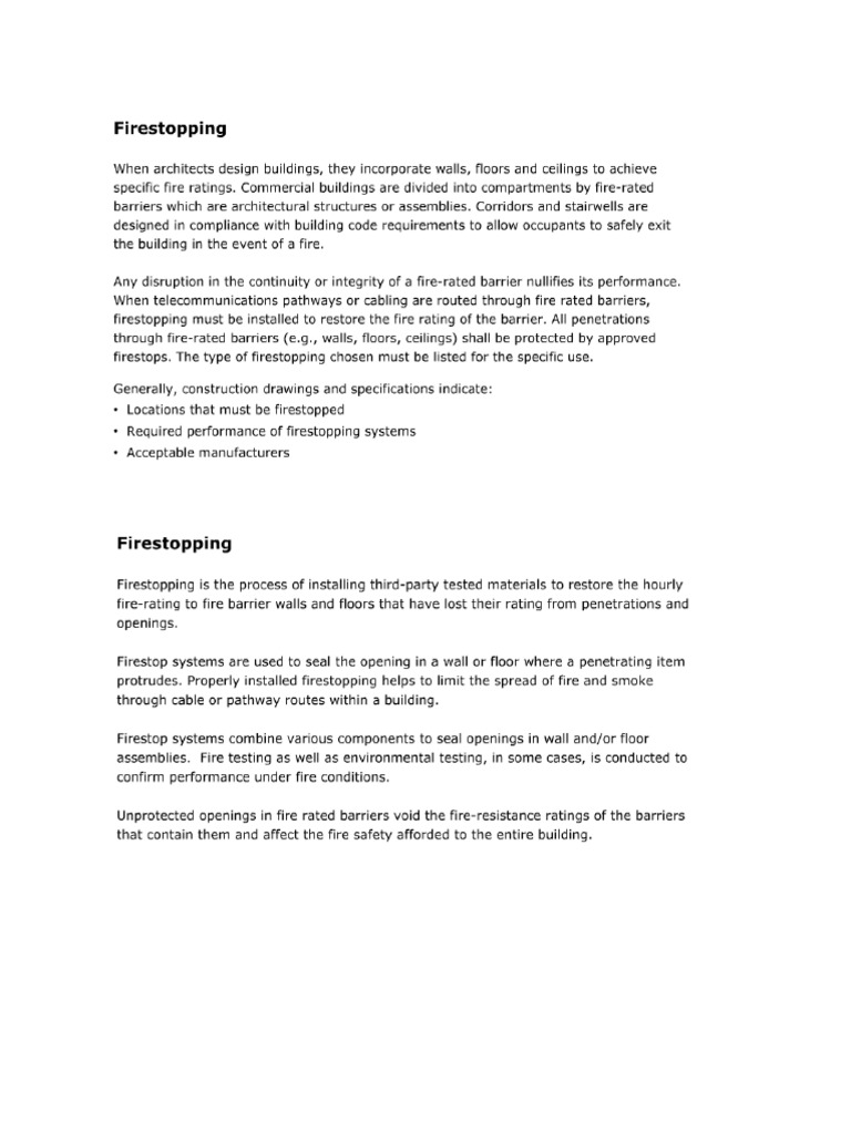 Structured Cabling Systems - Section 3 Firestopping 1 | PDF