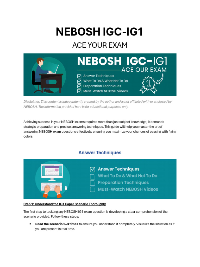 NEBOSH IG1 Exam Success Guide | PDF | Occupational Safety And Health ...