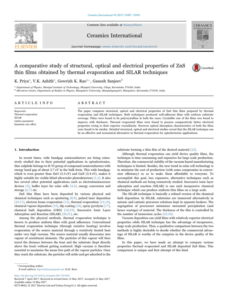 A Comparative Study of Structural, Optical and Electrical Properties of ...