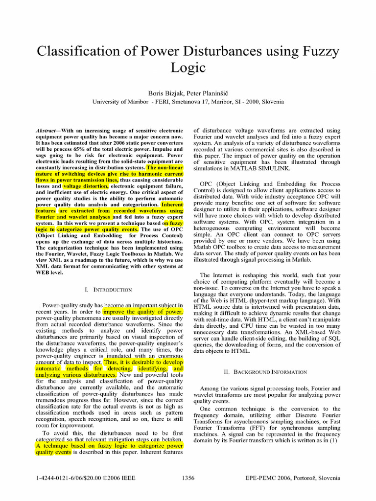 Fuzzy Logic for Power Quality Classification | PDF | Wavelet | Fuzzy Logic