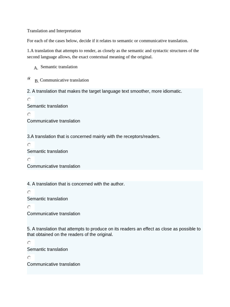 Semantic vs. Communicative Translation Guide | PDF | Translations ...