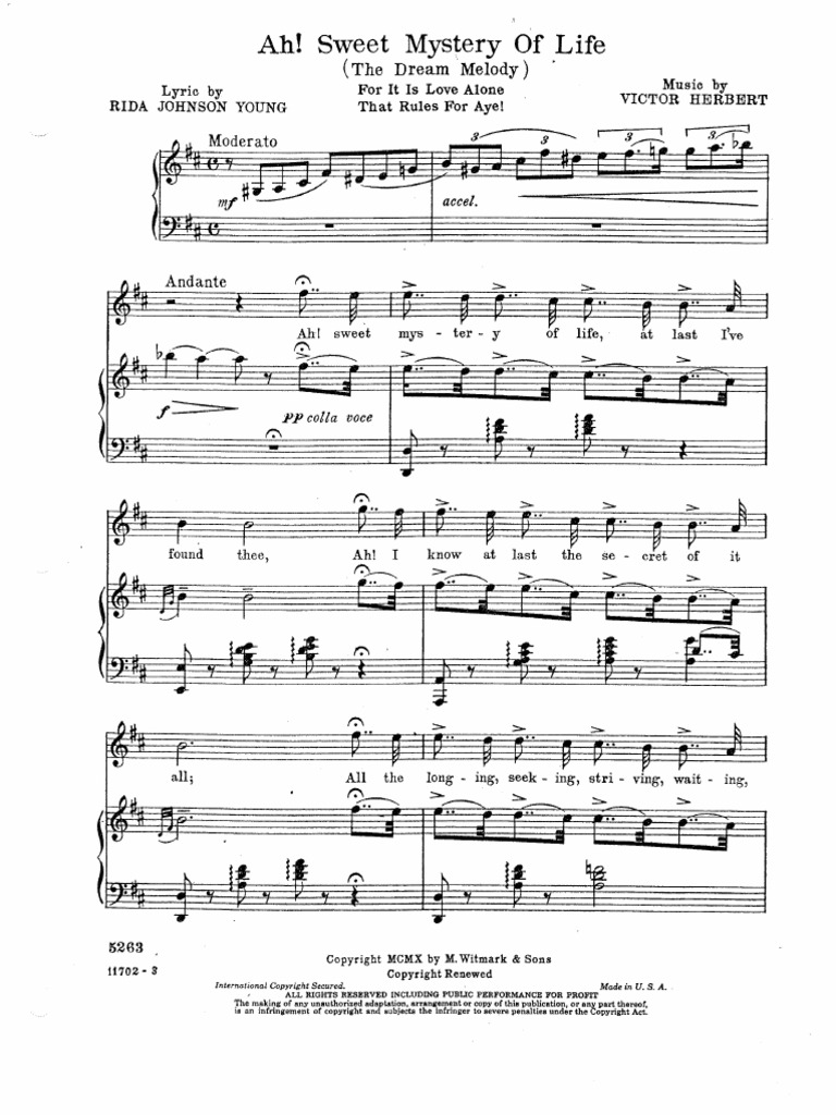 Ah! Sweet Mystery of Life Lyrics | PDF