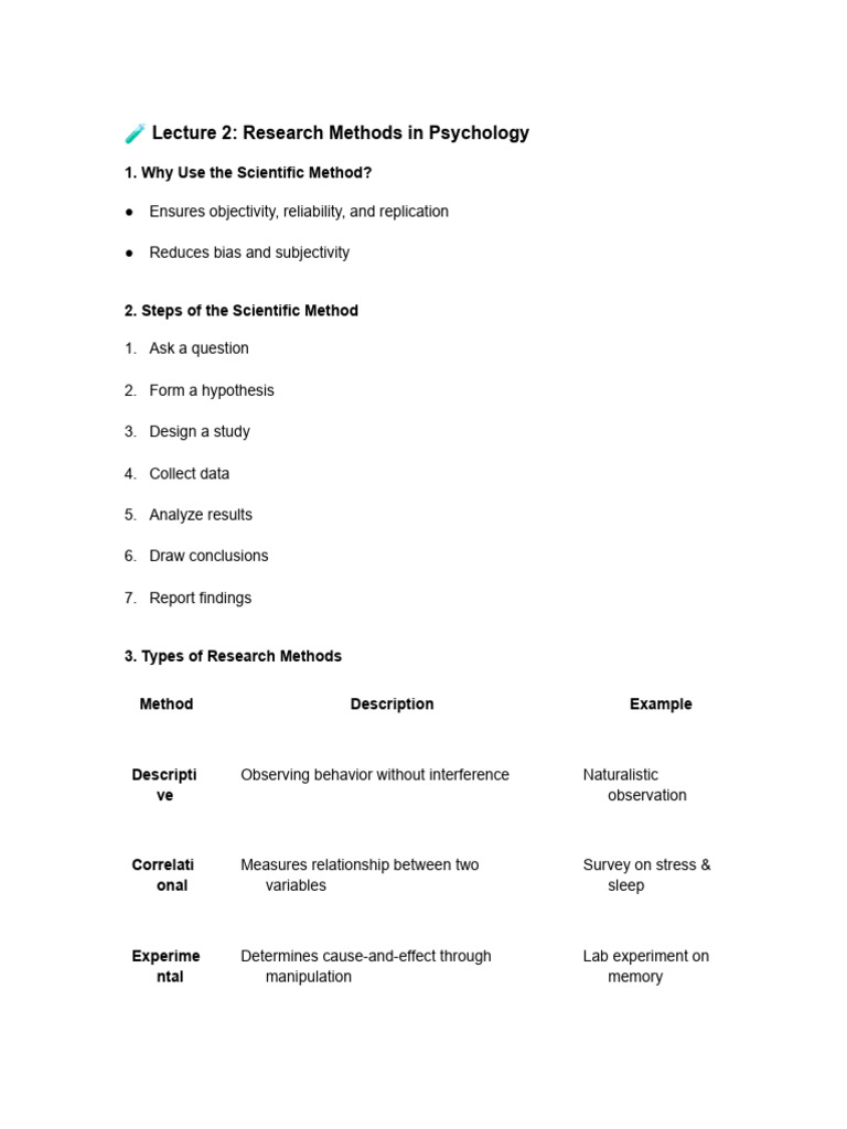 ? Lecture 2 - Research Methods in Psychology | PDF