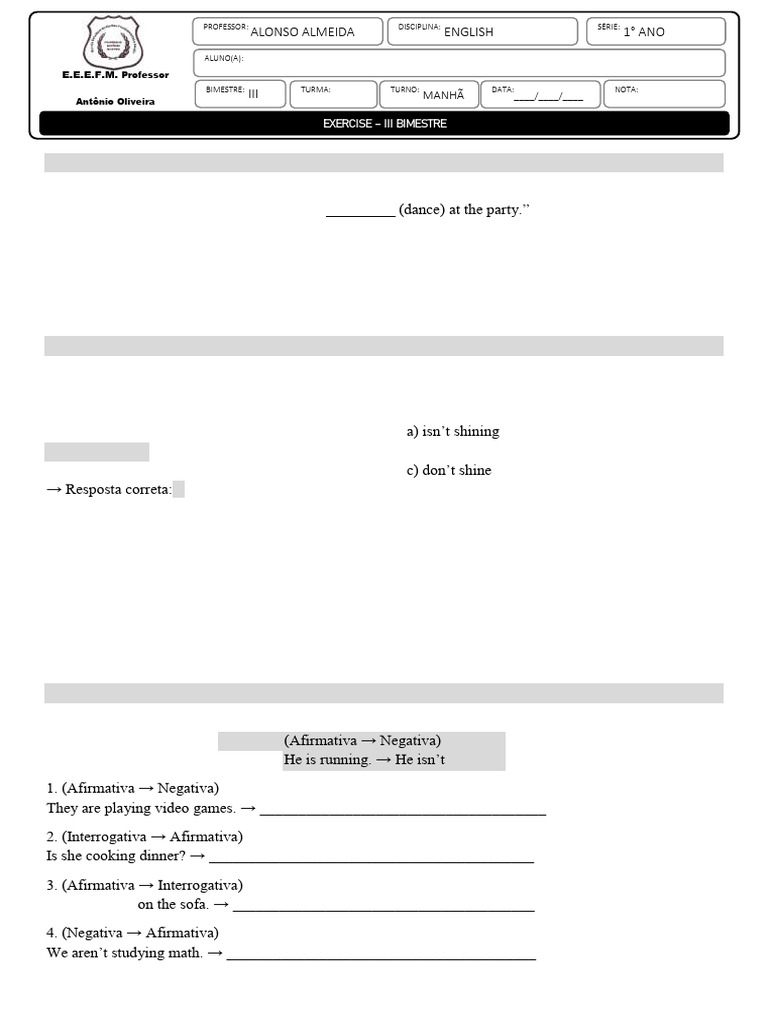 Present Continuous Exercise Worksheet | PDF | Chess Theory | Chess