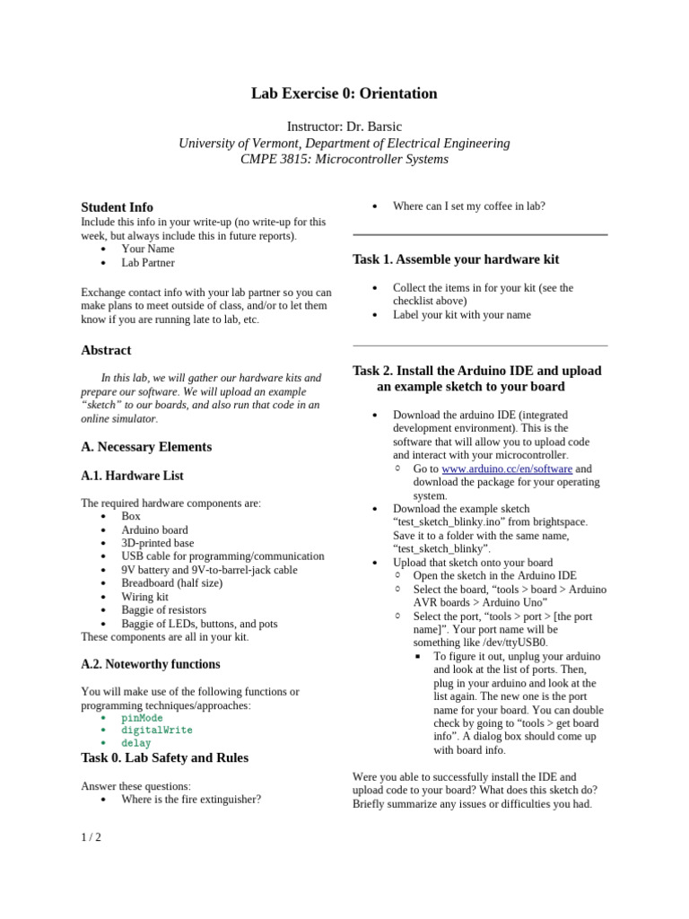 Microcontroller Lab Orientation Guide | PDF | Arduino | Integrated ...
