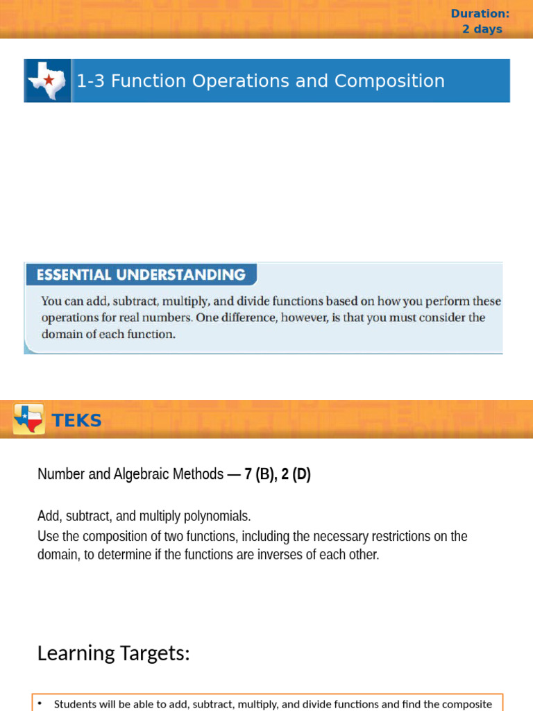 1-3 Function Operations and Composition | PDF