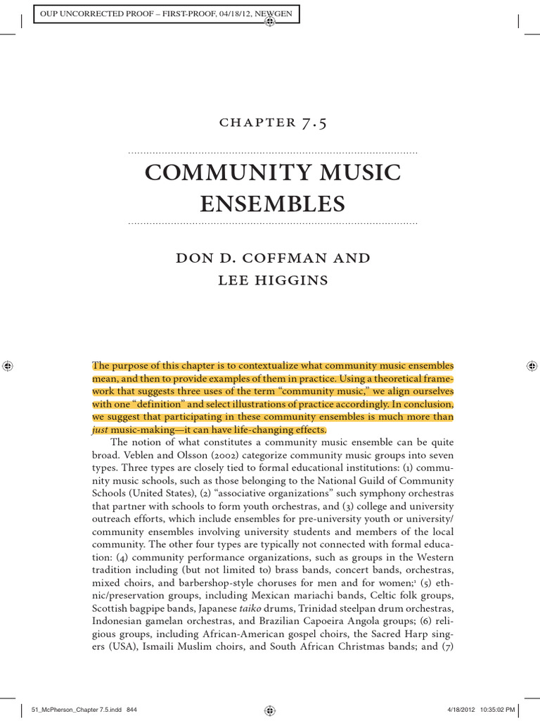 Understanding Community Music Ensembles | PDF | Community | Choir