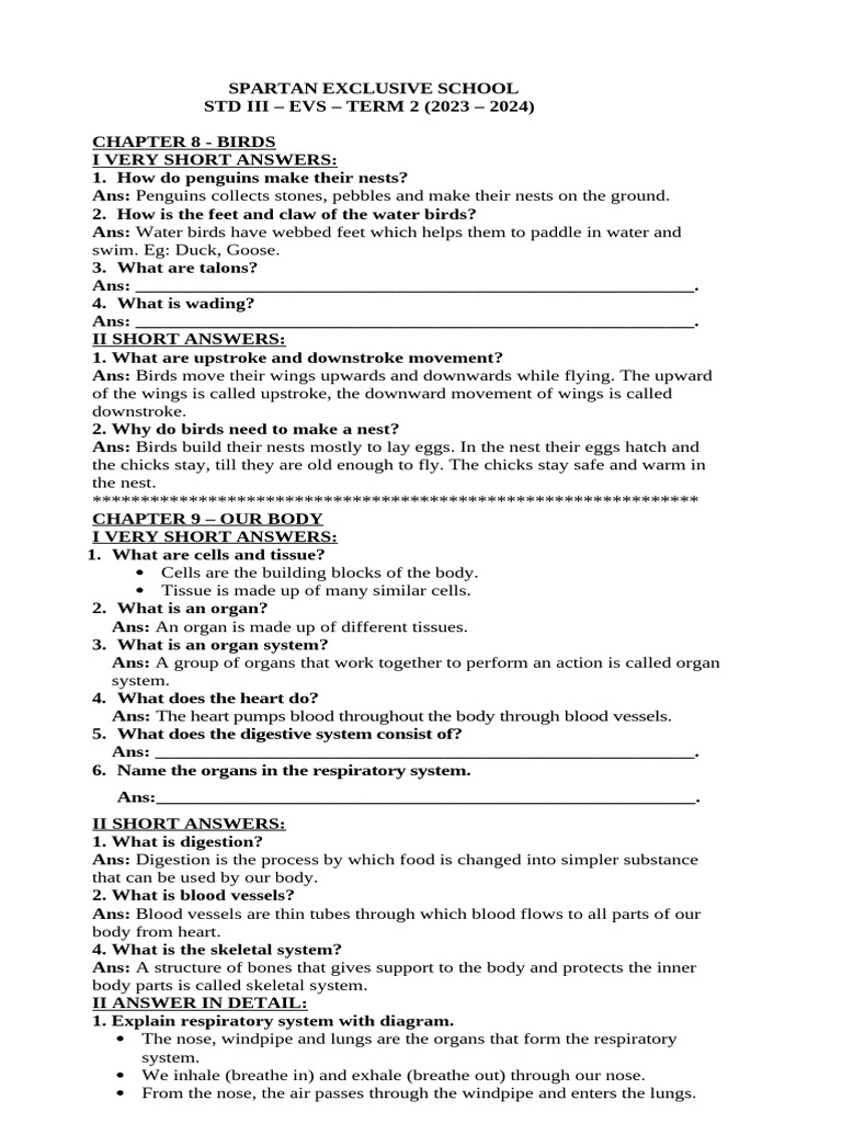 STD 3 - Evs - Term 2 - Notes - 23-24 | PDF | Planets | Moon