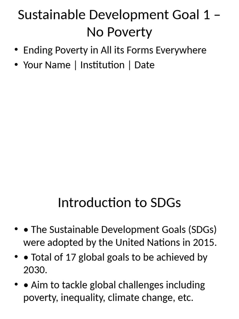 SDG Goal 1 No Poverty Presentation | PDF | Poverty | Poverty & Homelessness