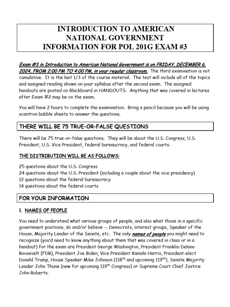 POL 201G Exam #3 Overview Guide | PDF | United States Congress ...