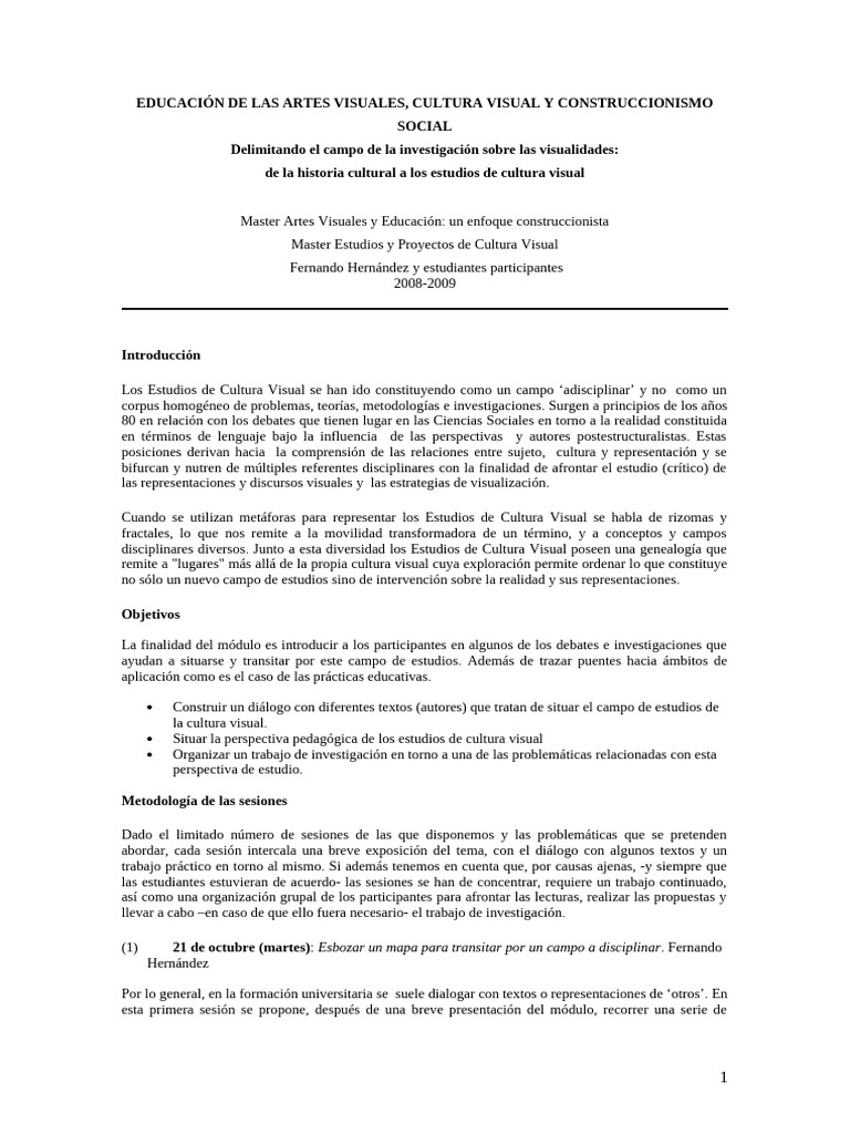 Estudios de Cultura Visual y Educación | PDF | Educación en artes liberales