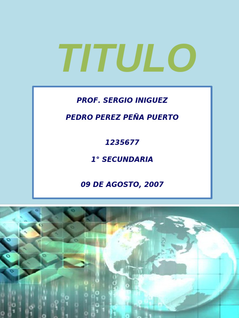 Titulo: Prof. Sergio Iniguez Pedro Perez Peña Puerto | PDF