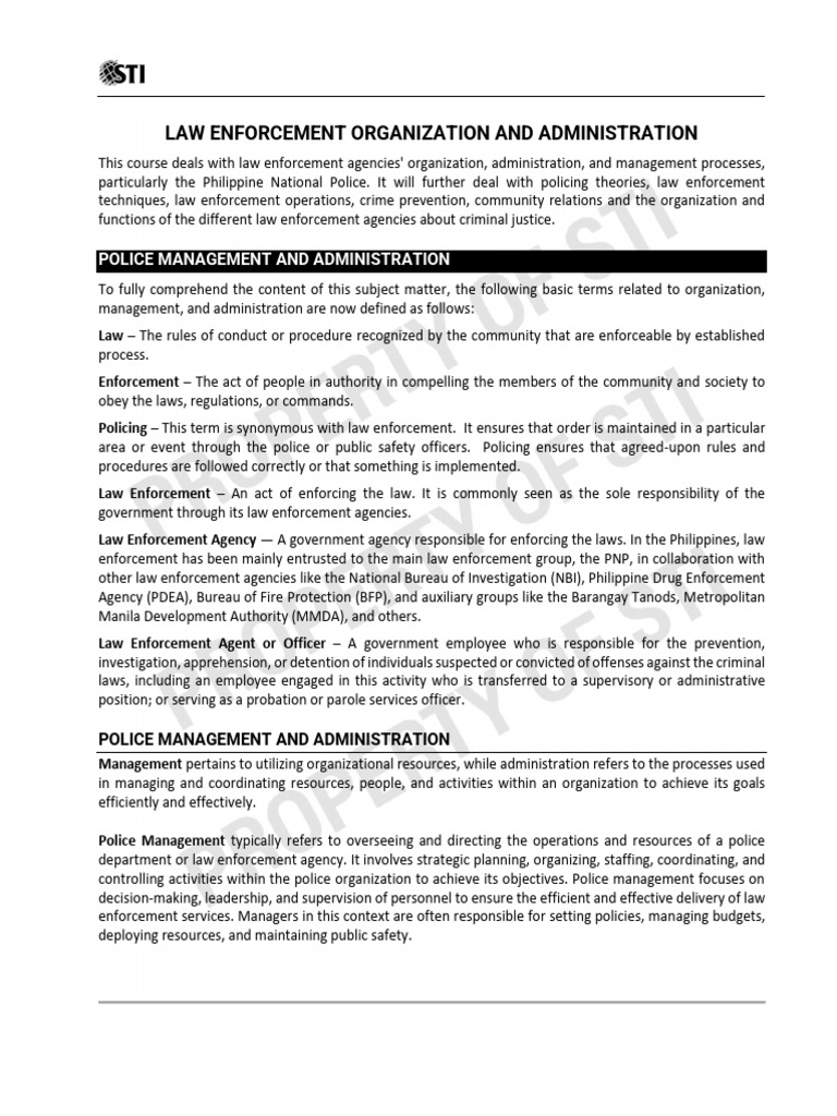 Police Management and Administration Overview | PDF | Police | Law ...