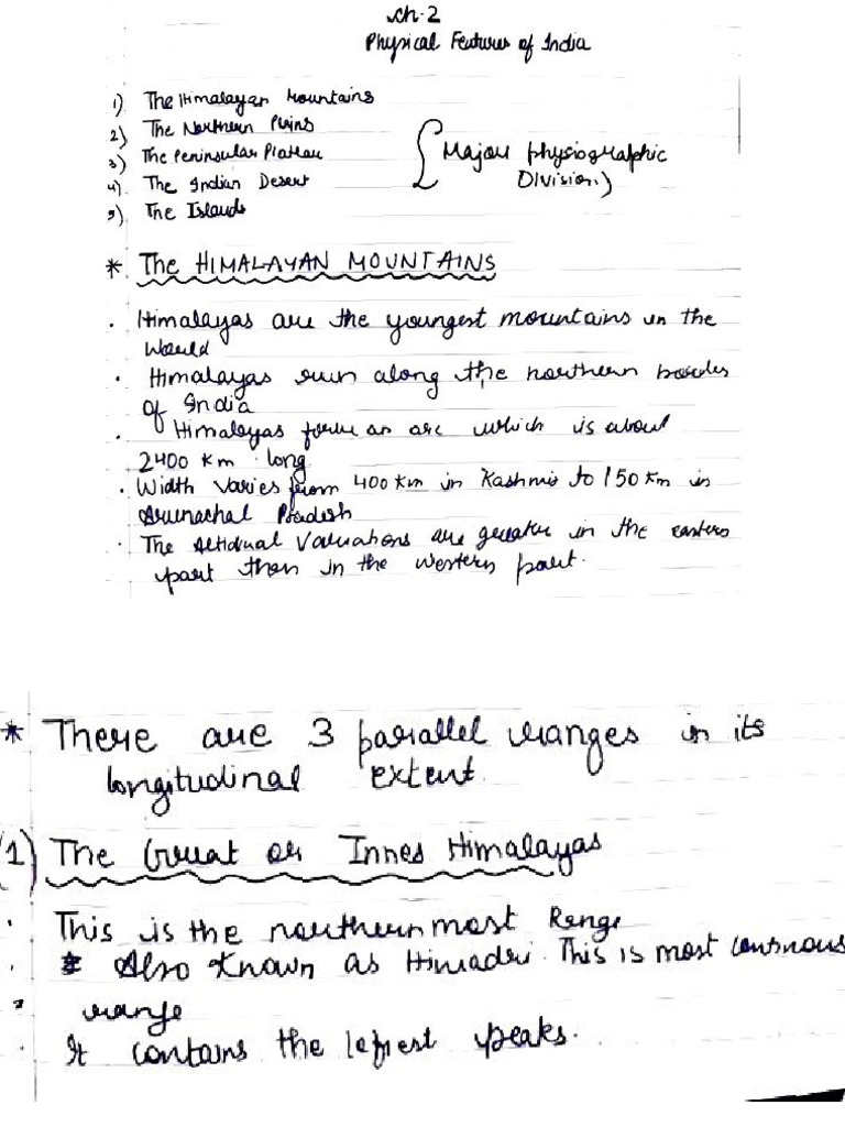 Physical Features of India Notes | PDF