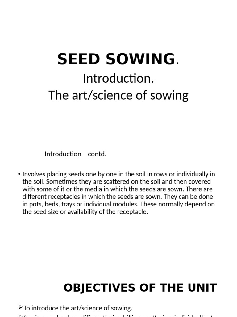 Seed Sowing Techniques and Methods | PDF | Sowing | Seed