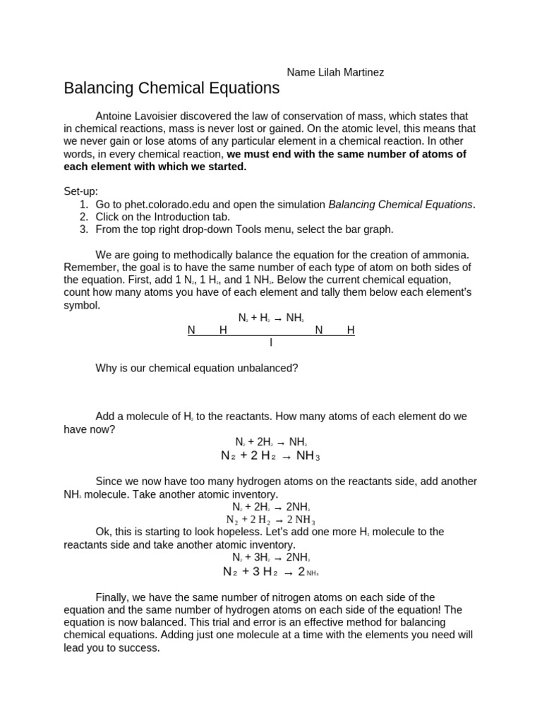 Balancing Chemical Equations Guide | PDF | Molecules | Chemistry