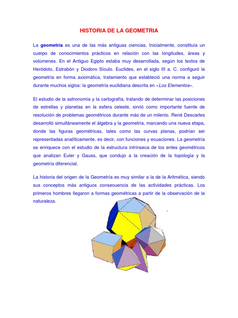 Historia de La Geometria PDF Geometría Espacio