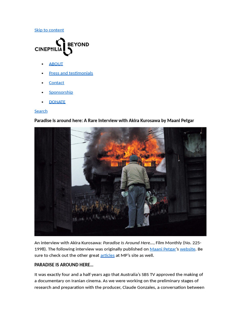 Rare Interview with Akira Kurosawa | PDF | Nuclear Weapons | Violence