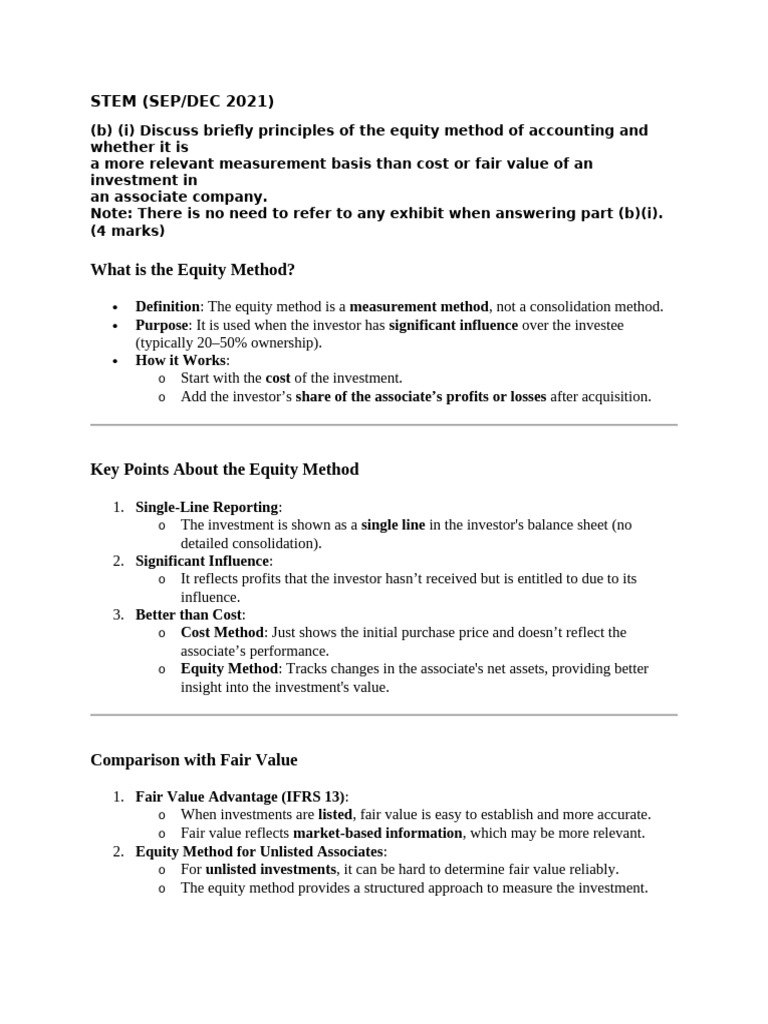 Equity Method vs Cost and Fair Value | PDF