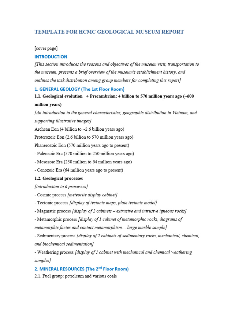 HCMC Geological Museum Report Template | PDF