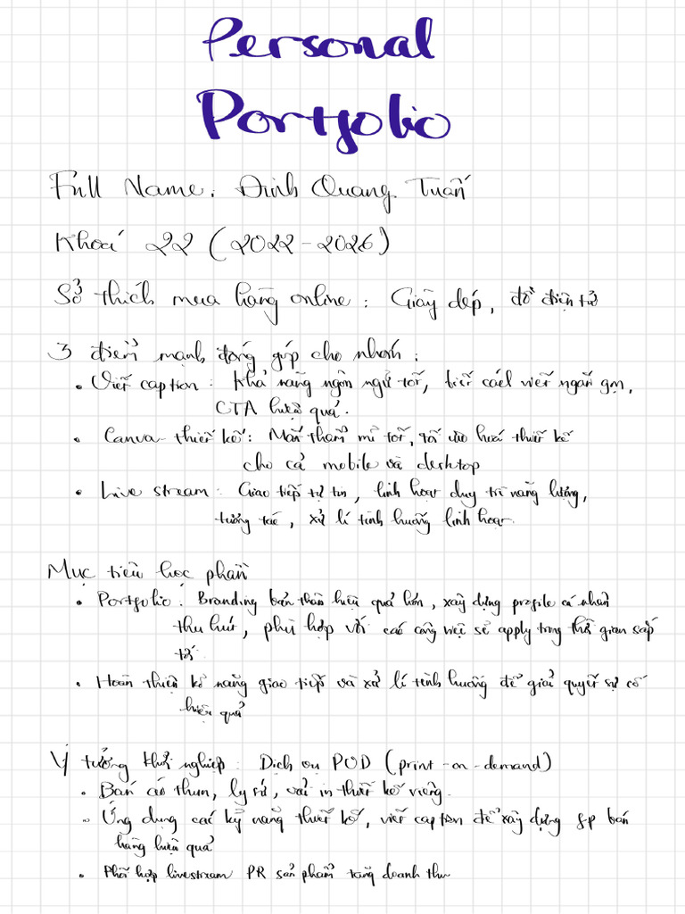 Quang Tuấn - Personal Portfolio | PDF