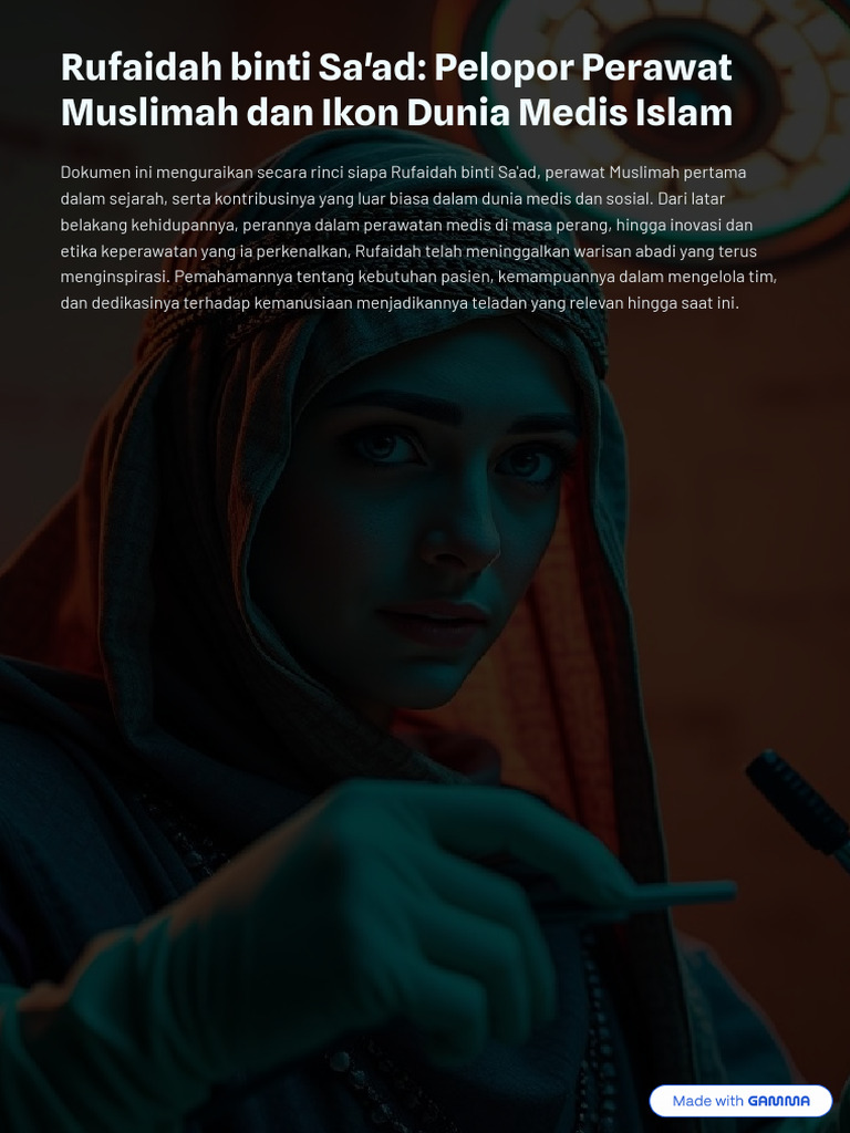 Rufaidah binti Sa'ad: Pelopor Perawat Muslimah | PDF