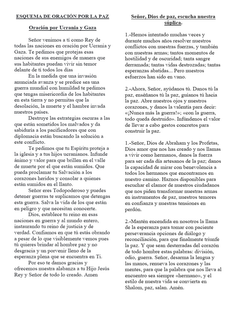 Oración por la Paz en Ucrania y Gaza | PDF | Oración