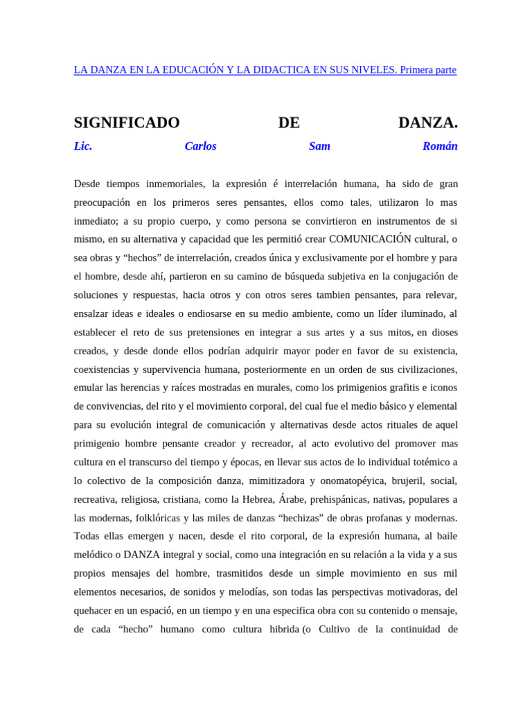 La Danza en La Educación y La Didactica en Sus Niveles | PDF | Ritmo ...