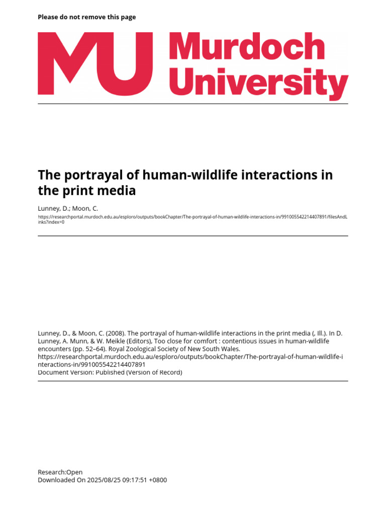 Portrayal of Human-Wildlife Interactions | PDF | Zoo | Dolphin
