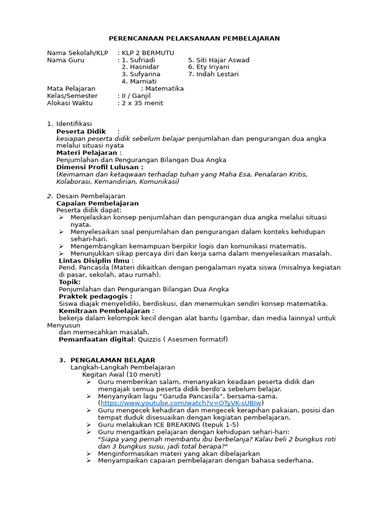 Perencanaan Pembelajaran Pdf