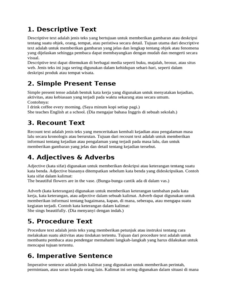 Jenis-Jenis Teks dalam Bahasa Inggris | PDF